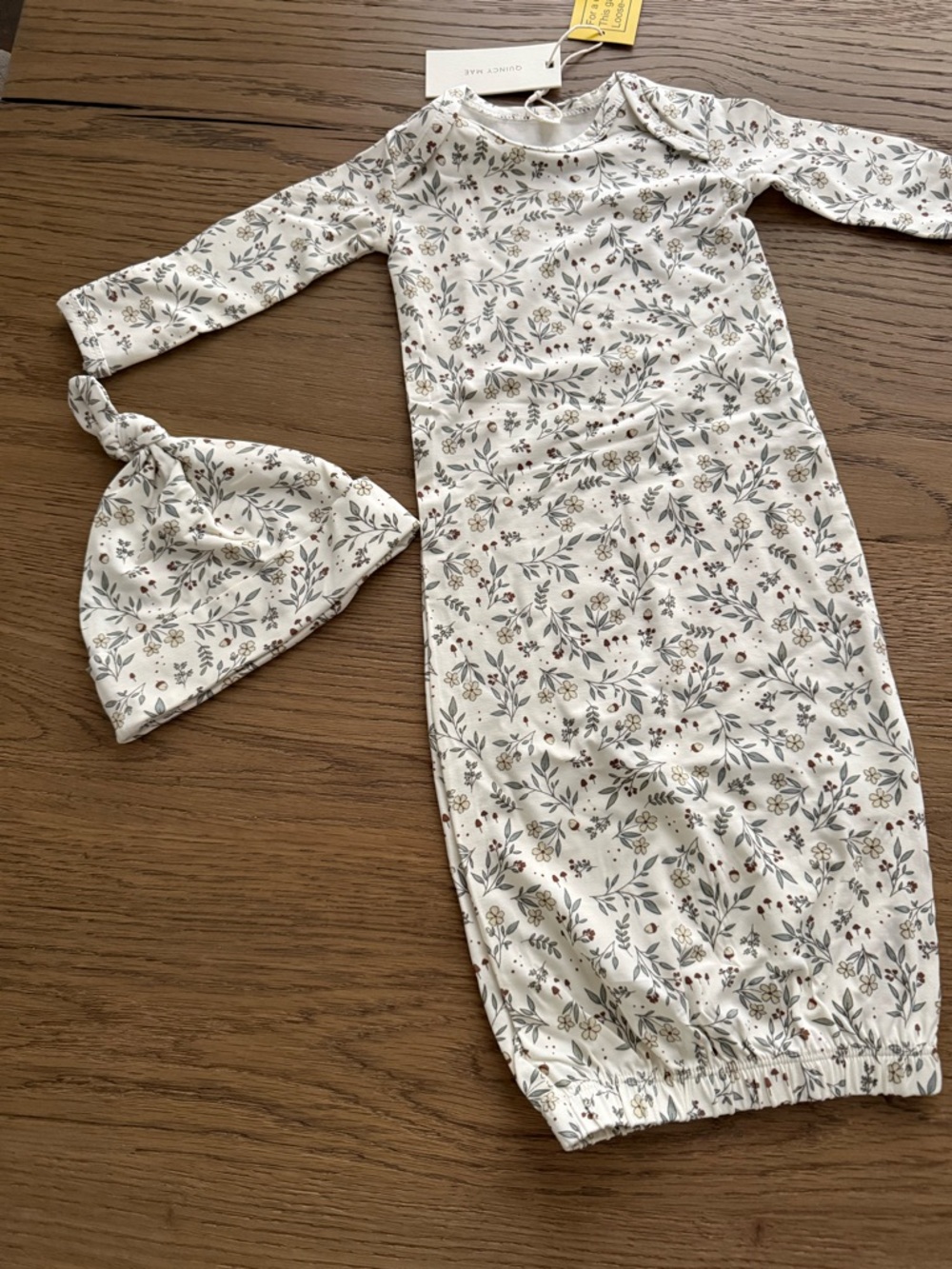 Quince Mae Bamboo Baby Gown + Hat Set